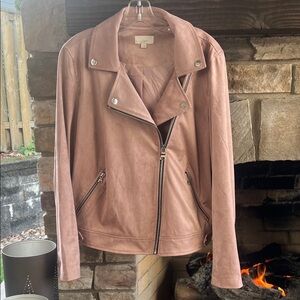 Loft Faux Suede Blush Dusty Rose Moto Jacket Large NWOT